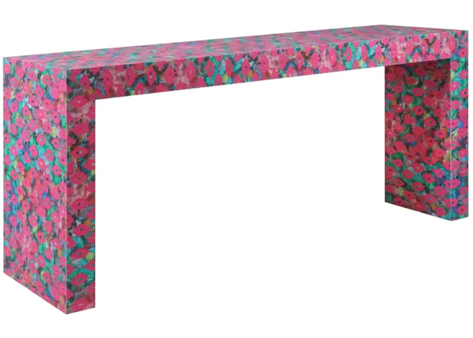 In Stock 72" Savannah Console Table in Lips & Drips Grasscloth