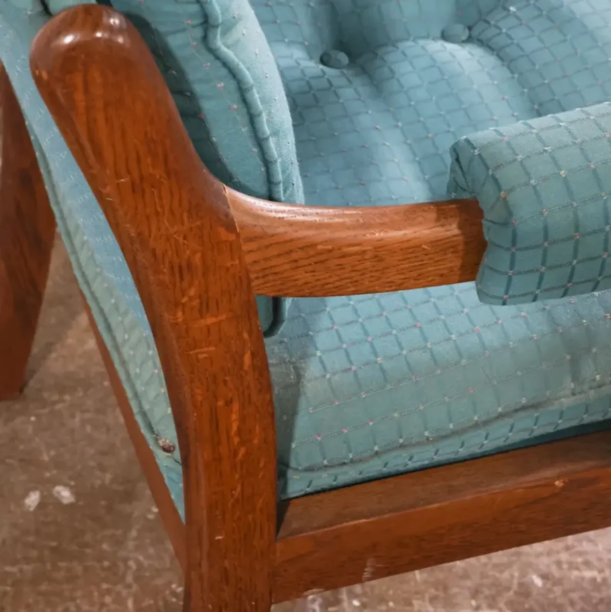 Pair of Teal and Wood Chairs