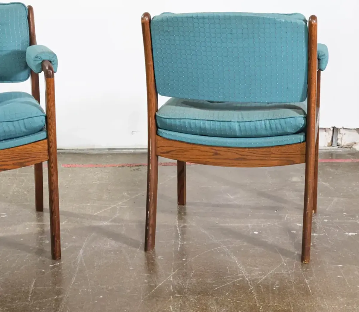 Pair of Teal and Wood Chairs