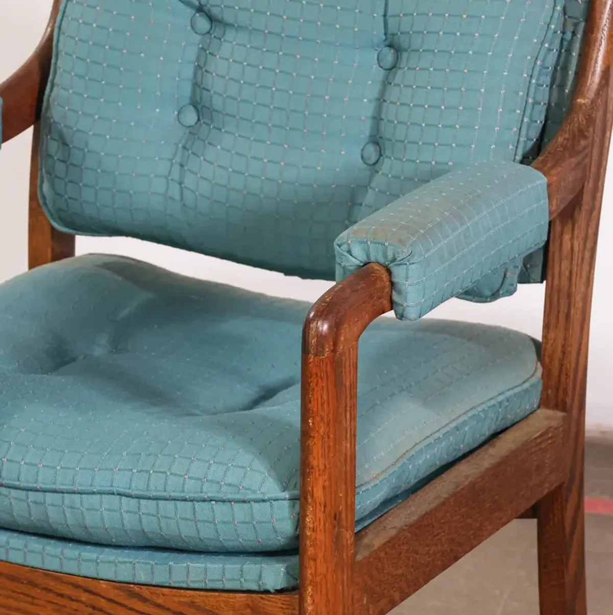 Pair of Teal and Wood Chairs