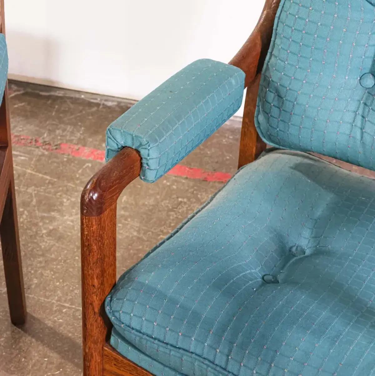 Pair of Teal and Wood Chairs