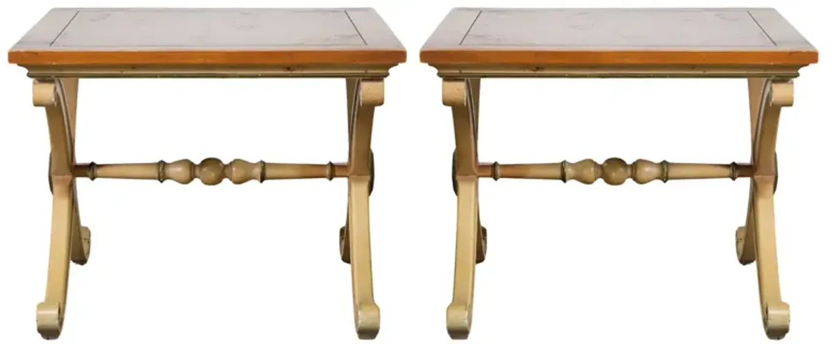 Pair of X Base End Tables