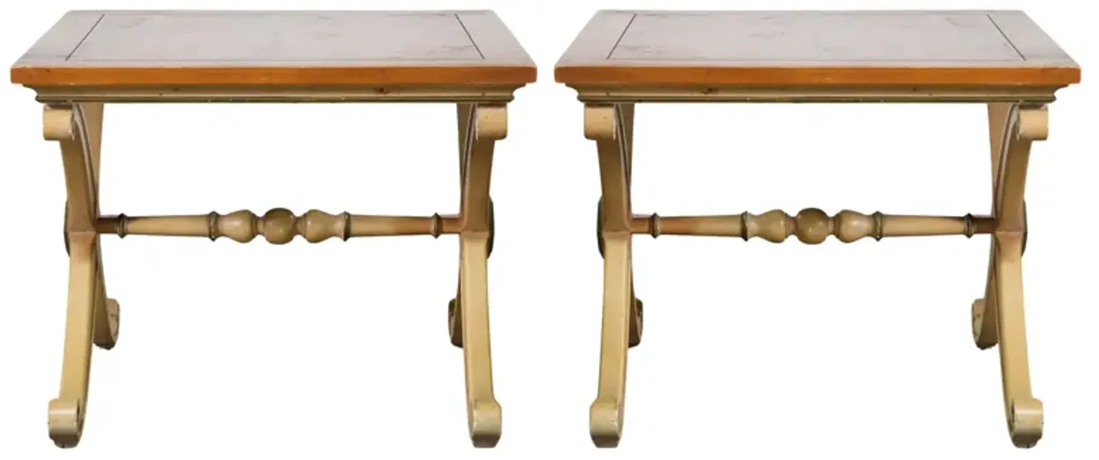 Pair of X Base End Tables