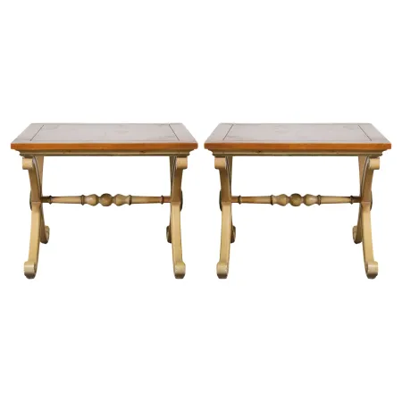 Pair of X Base End Tables