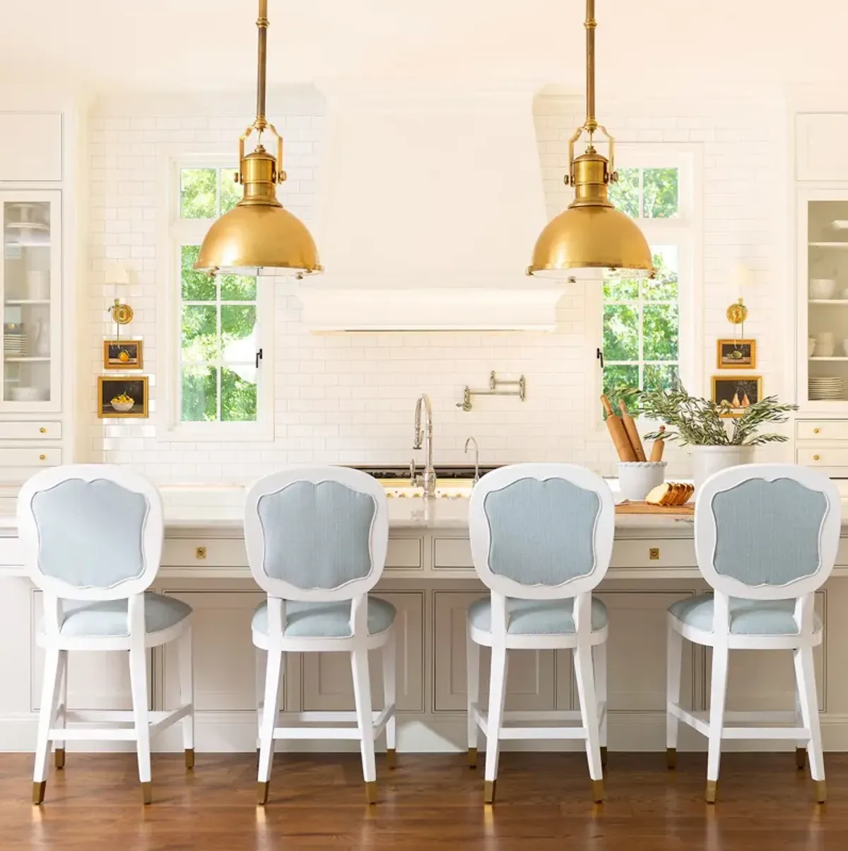 Carlyle Counter Stool in Blue Linen