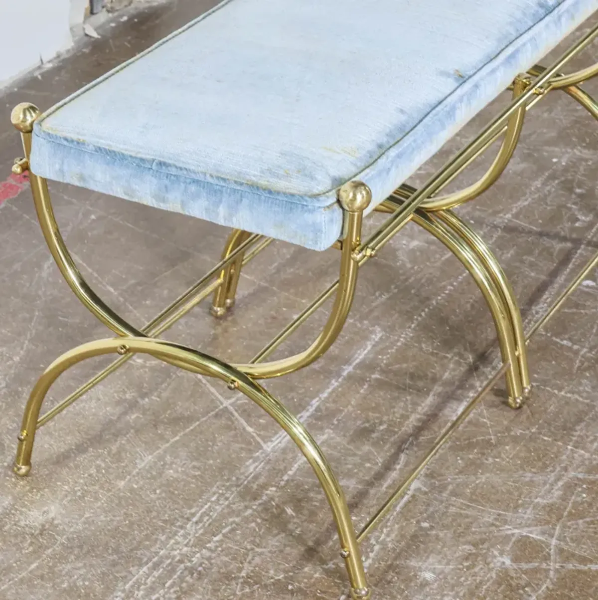 Blue & Brass MCM Cerule Bench