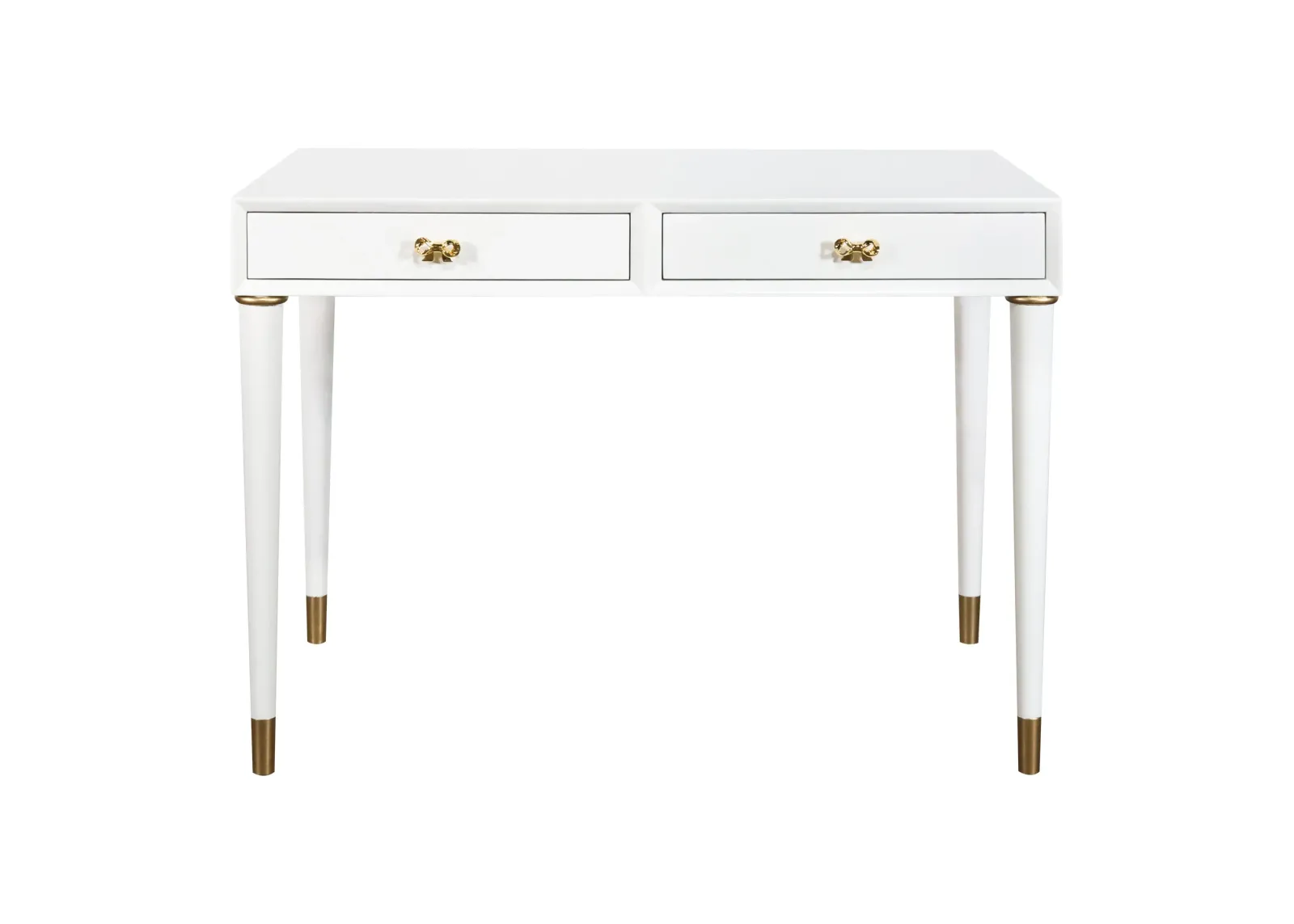 Walnut Writing Desk by Curate Lacquered in Luna White