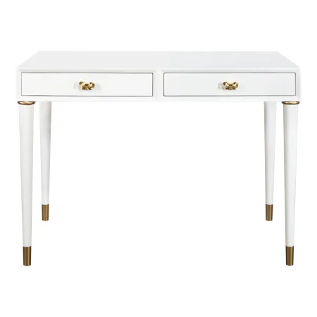 Walnut Writing Desk by Curate Lacquered in Luna White