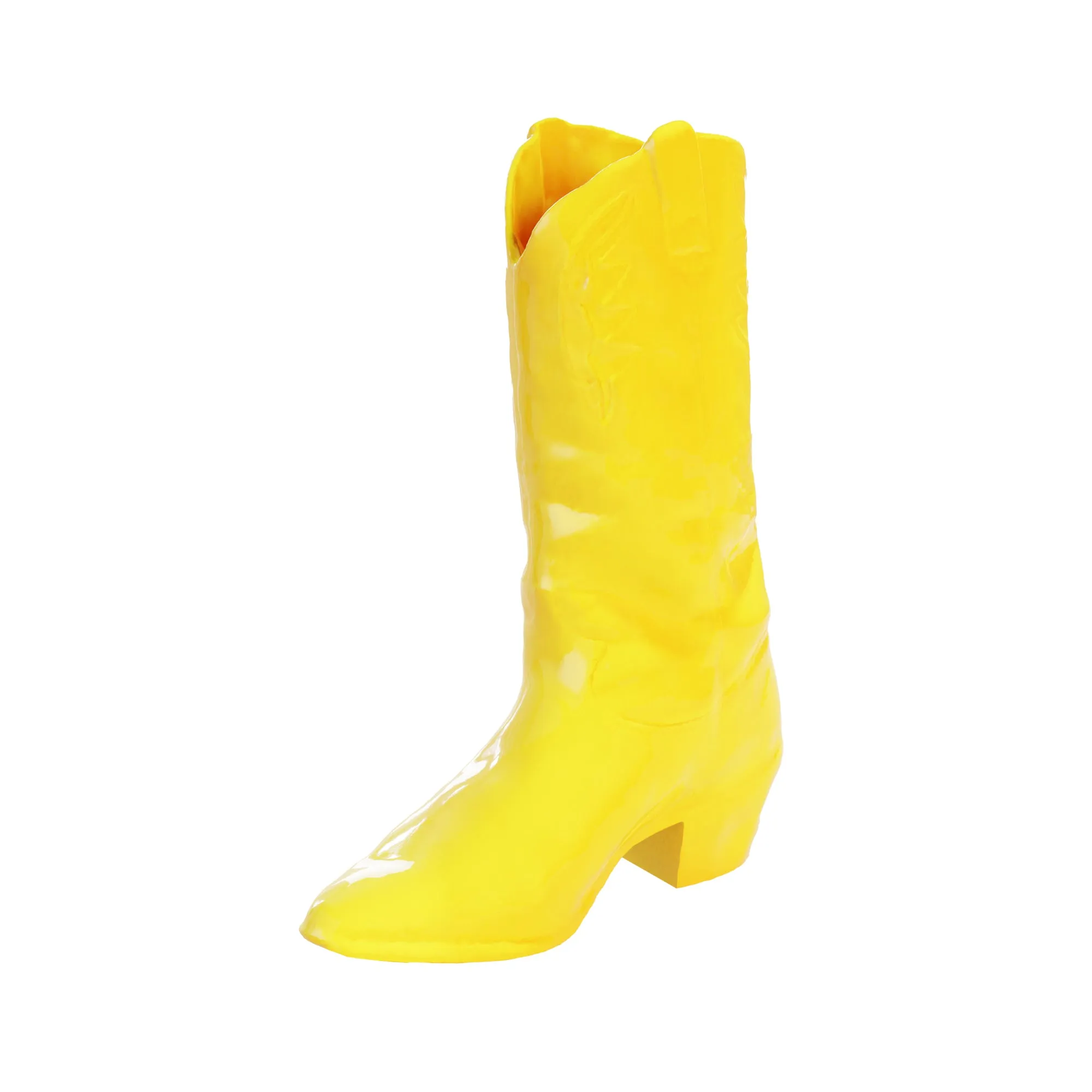 Cowboy Boot Vase in Bright Yellow