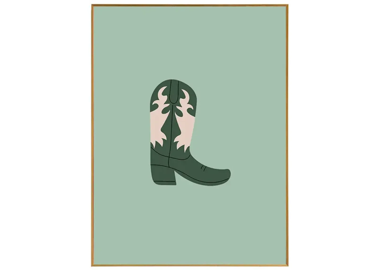 Framed Cowboy Boot Print - Cactus