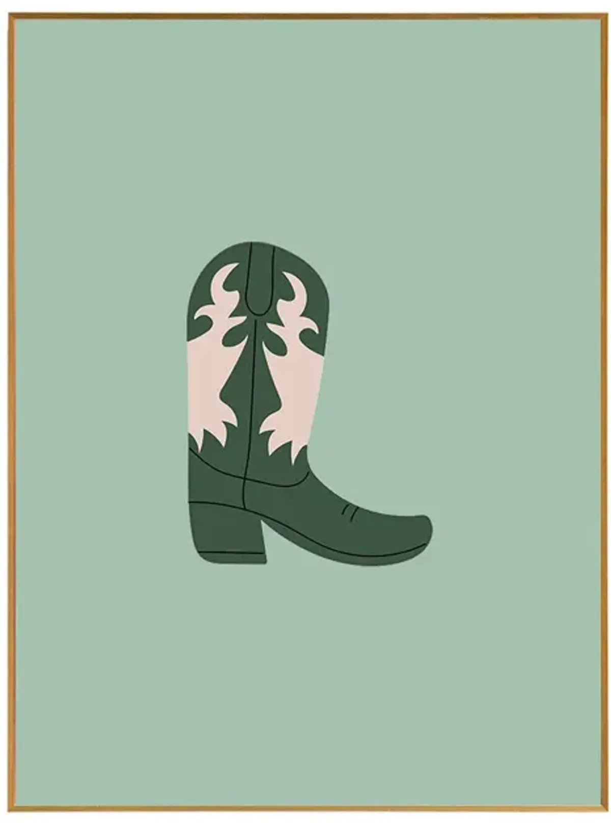 Framed Cowboy Boot Print - Cactus