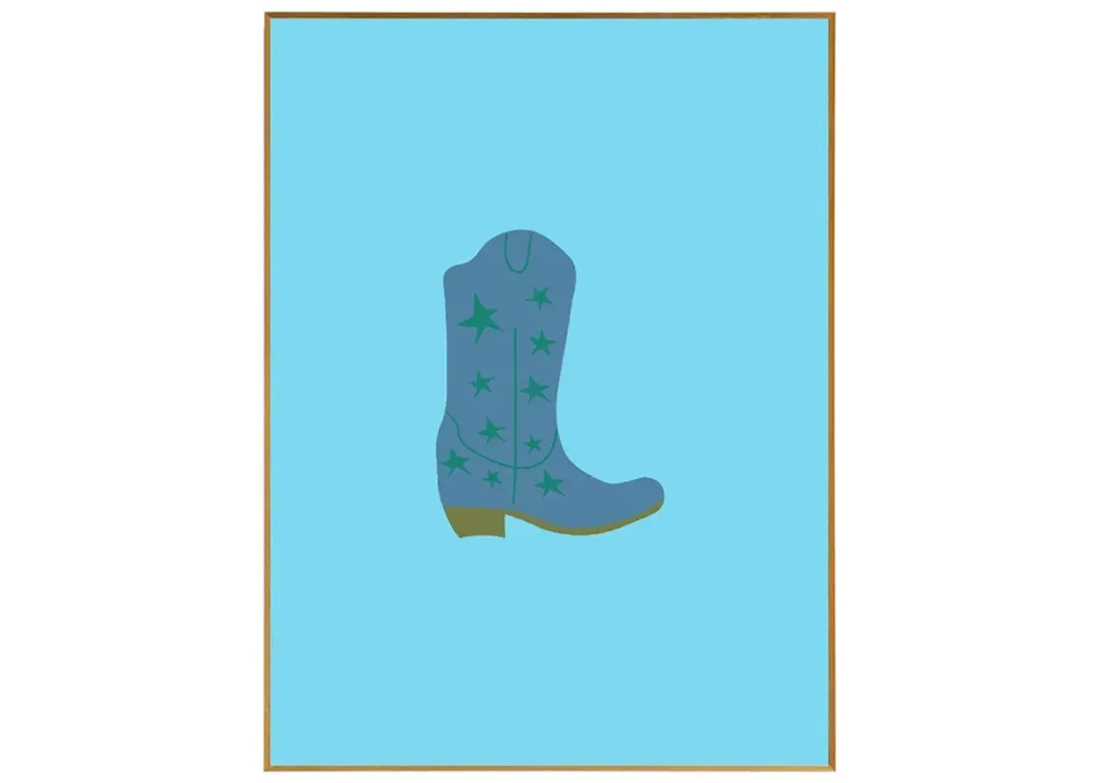 Framed Cowboy Boot Print - Denim