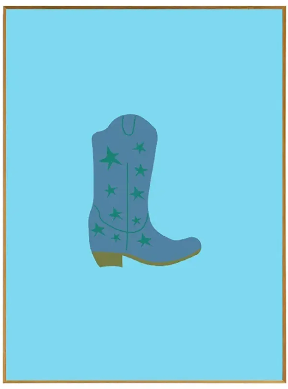 Framed Cowboy Boot Print - Denim