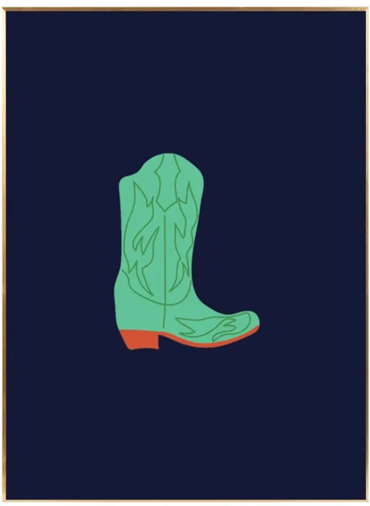 Framed Cowboy Boot Print - Midnight