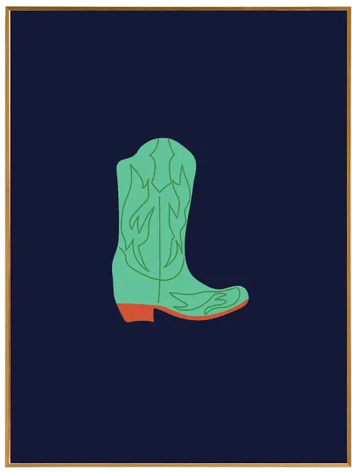 Framed Cowboy Boot Print - Midnight