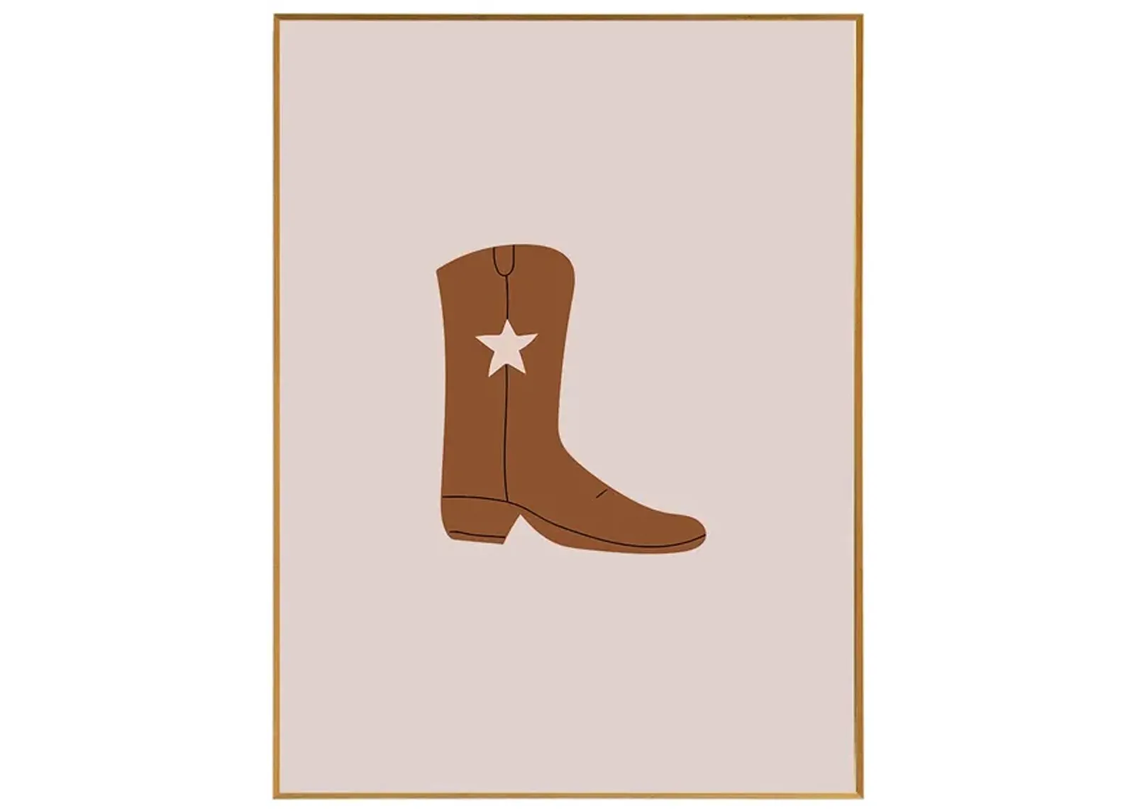 Framed Cowboy Boot Print - Mink