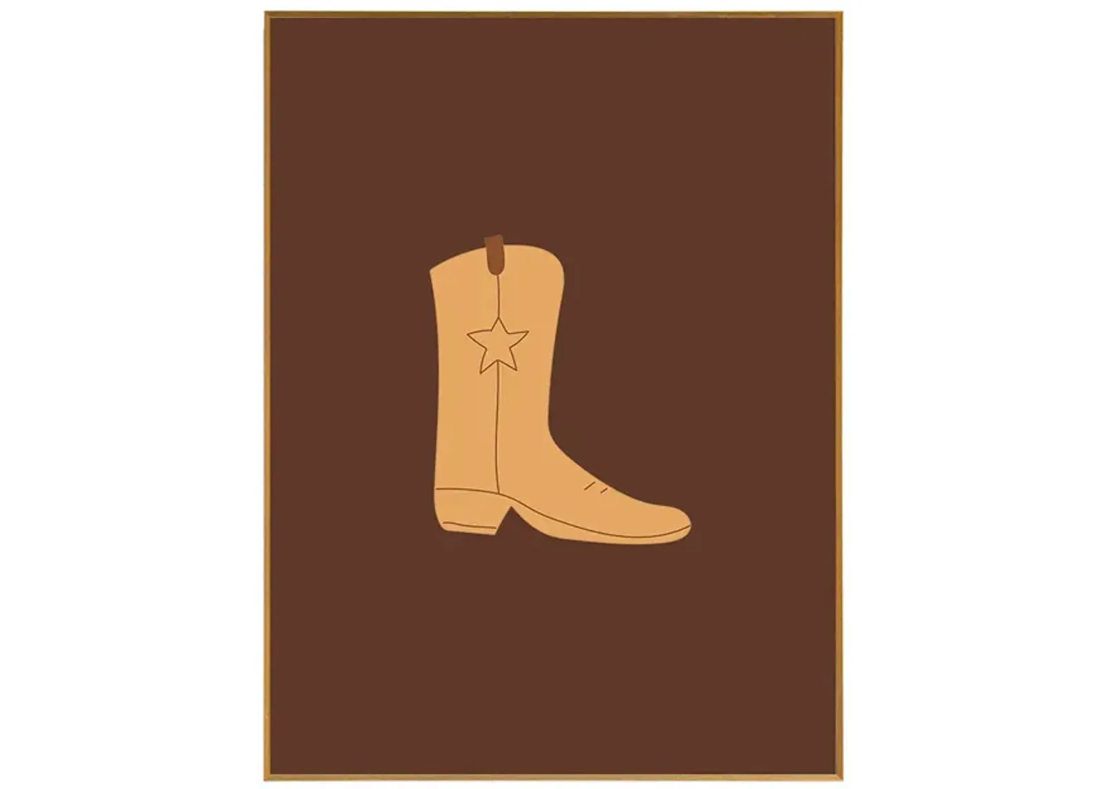 Framed Cowboy Boot Print - Saddle