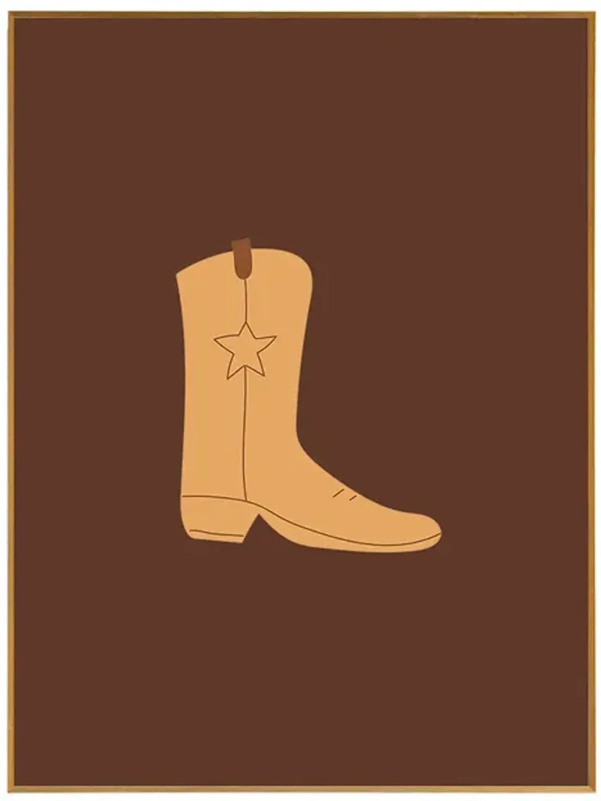 Framed Cowboy Boot Print - Saddle