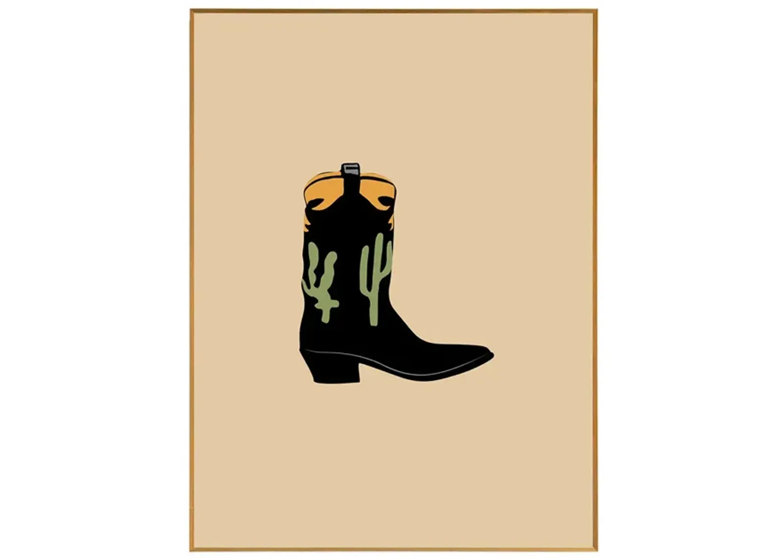 Framed Cowboy Boot Print - Sand