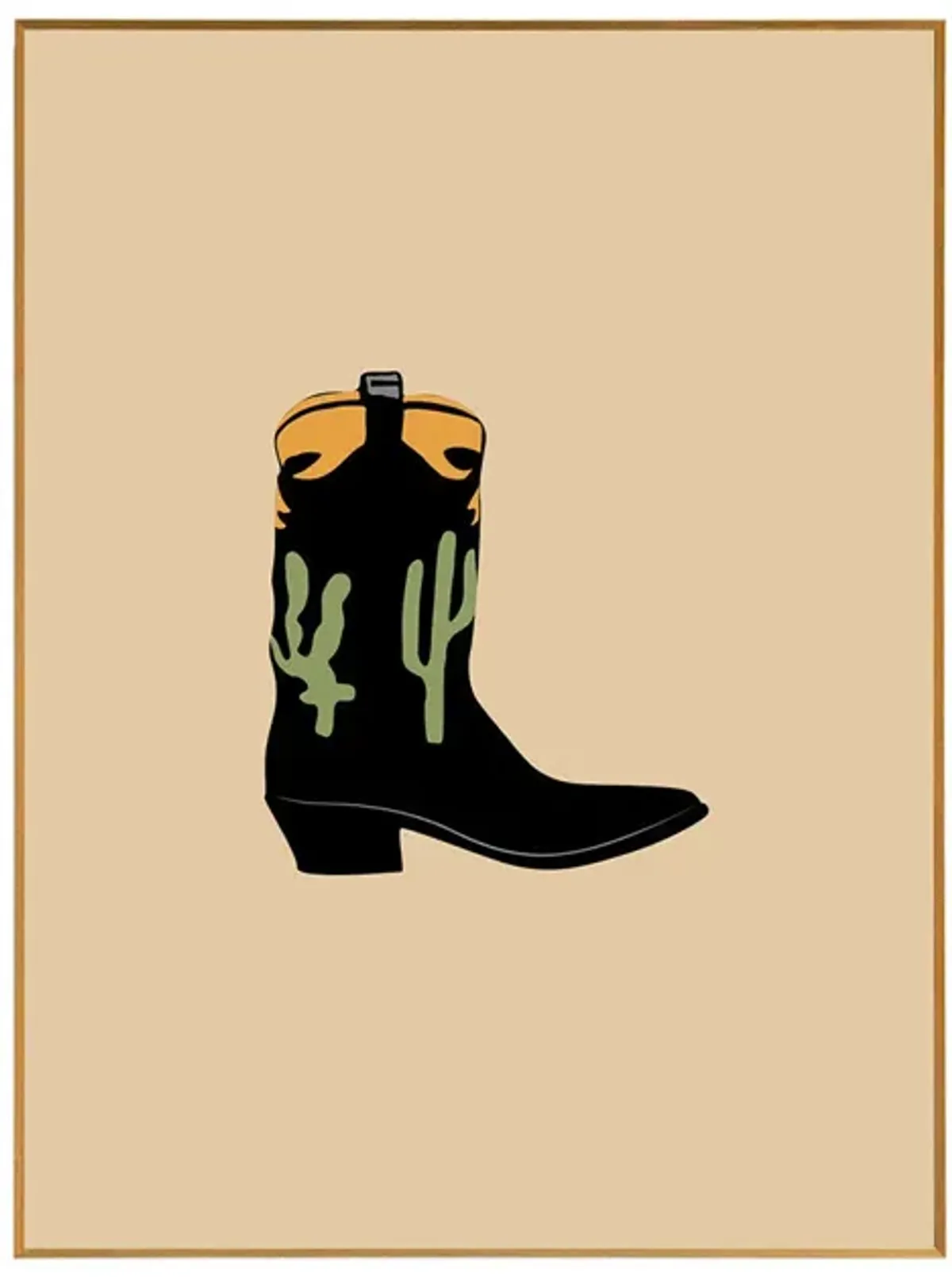 Framed Cowboy Boot Print - Sand