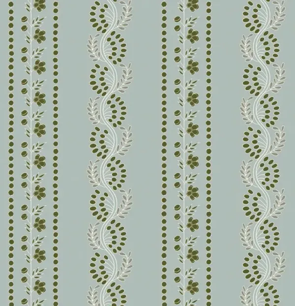 Botanic Stripe Wallpaper - Ash Blue