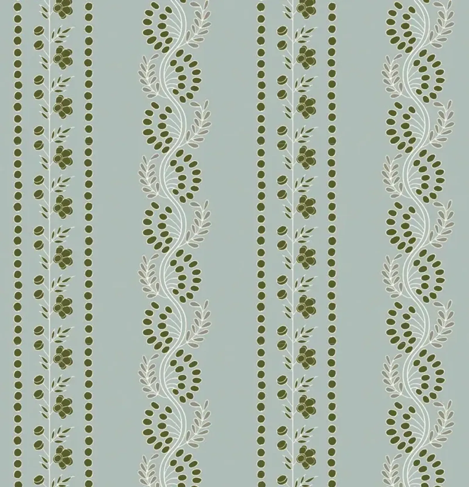 Botanic Stripe Wallpaper - Ash Blue