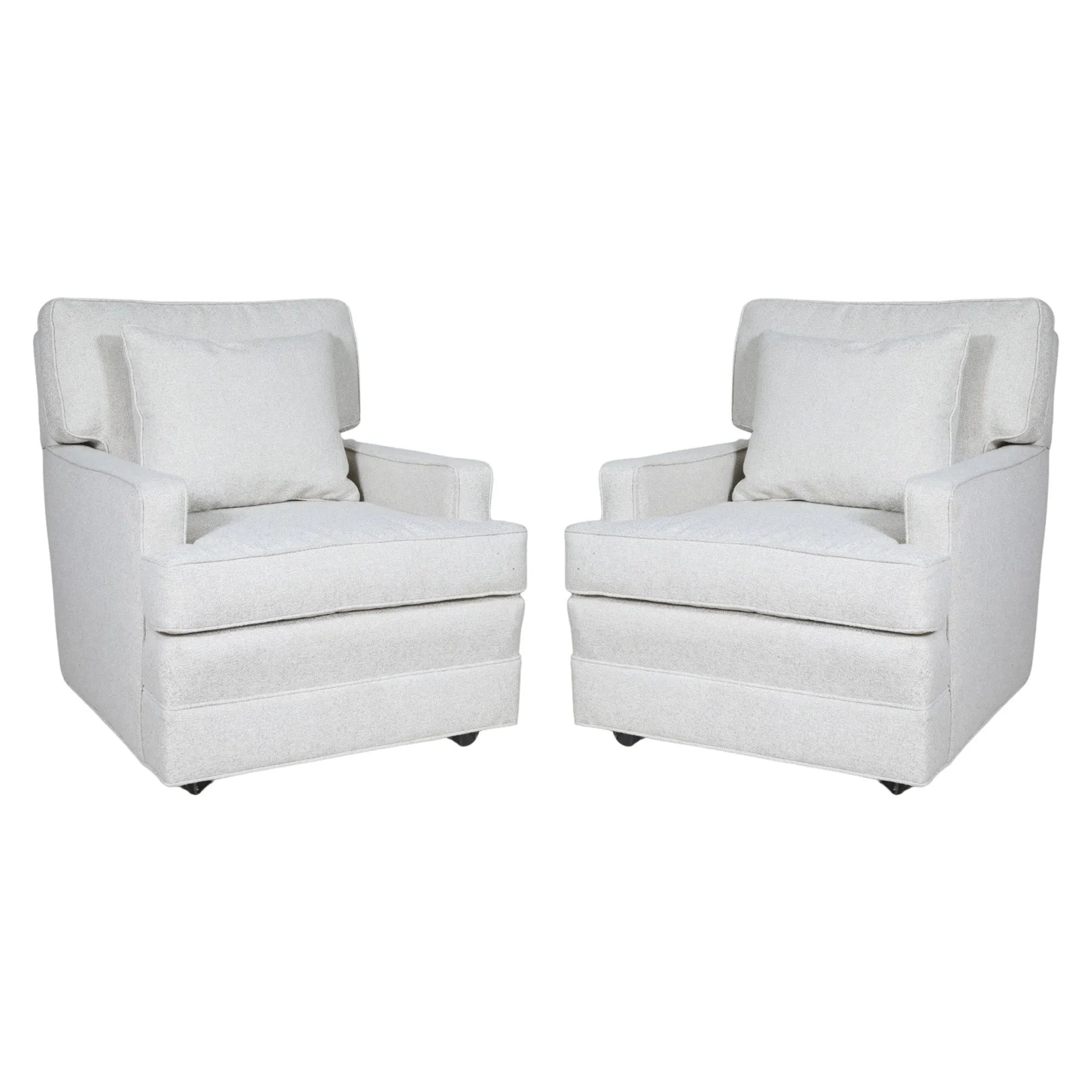 Pair of Club Chairs in Claudeth Beige Woven Fabric