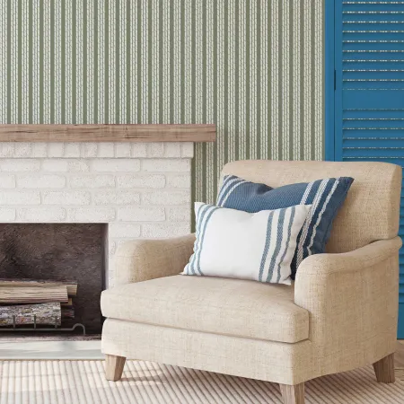 Tennessee Bamboo Stripes Wallpaper - Olive