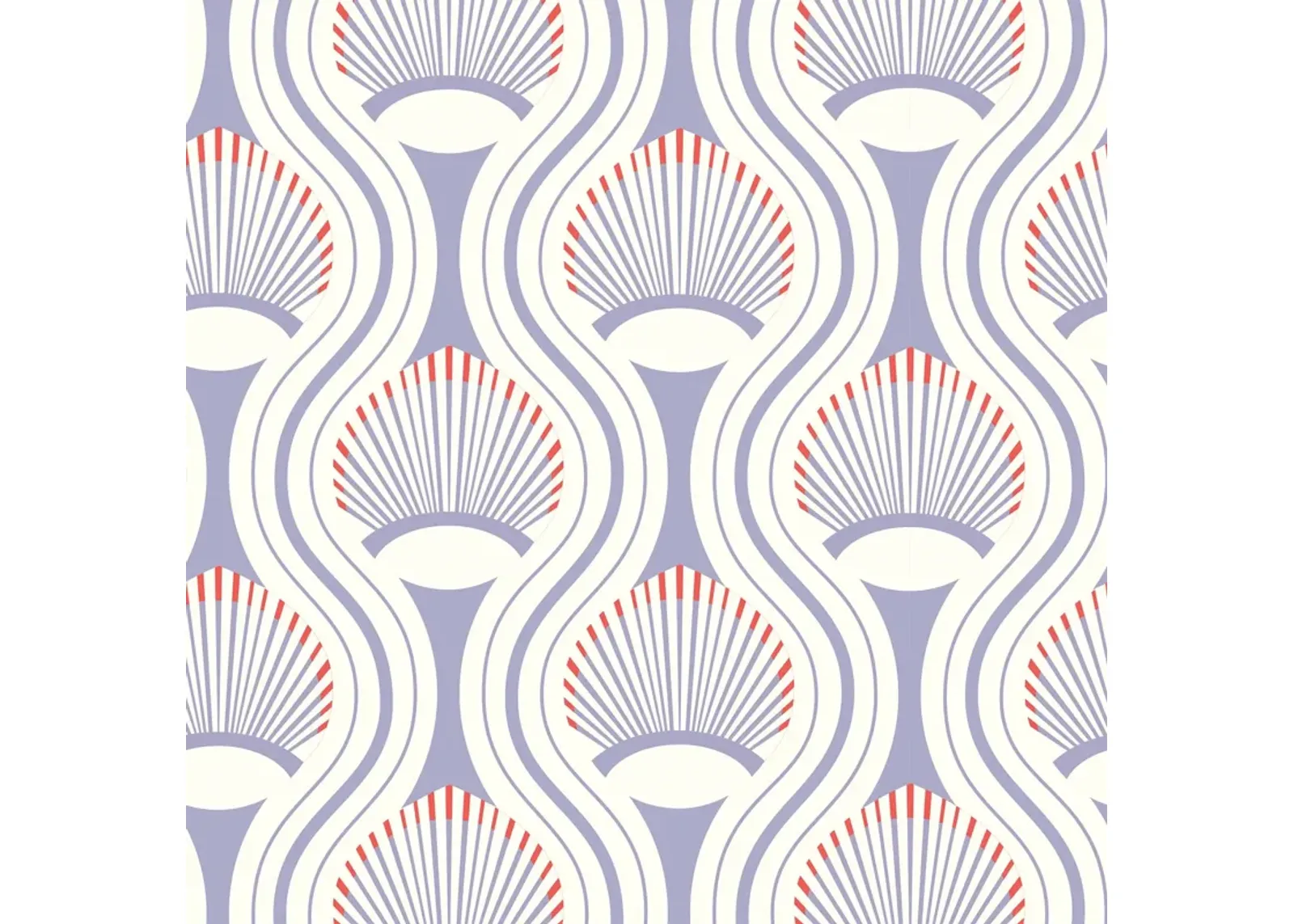 African Art Deco Shell Wallpaper - Purple