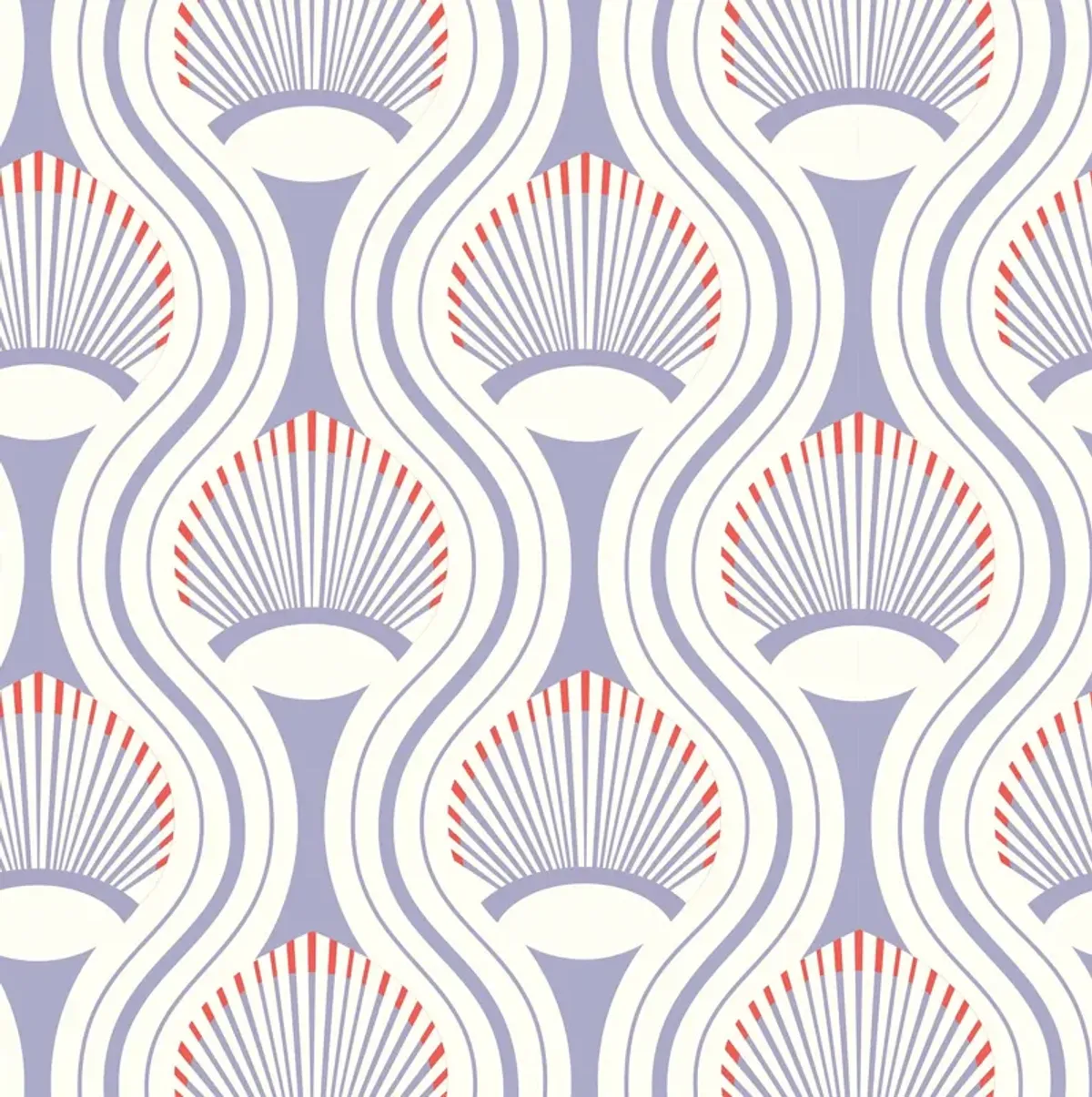 African Art Deco Shell Wallpaper - Purple