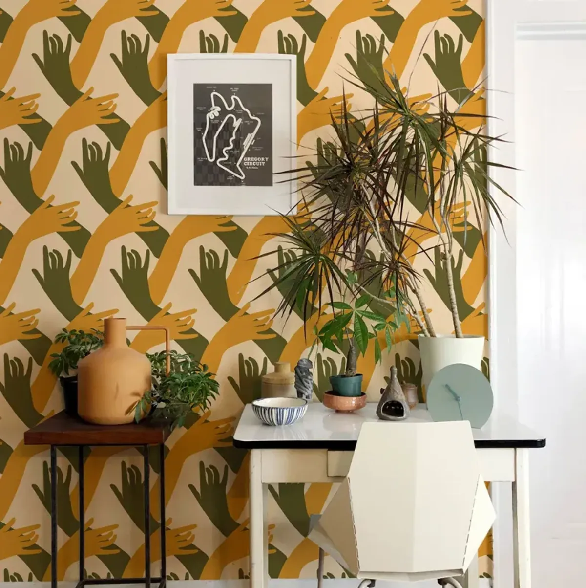 Connect Wallpaper by Natalie Papier - Mid Century Amber