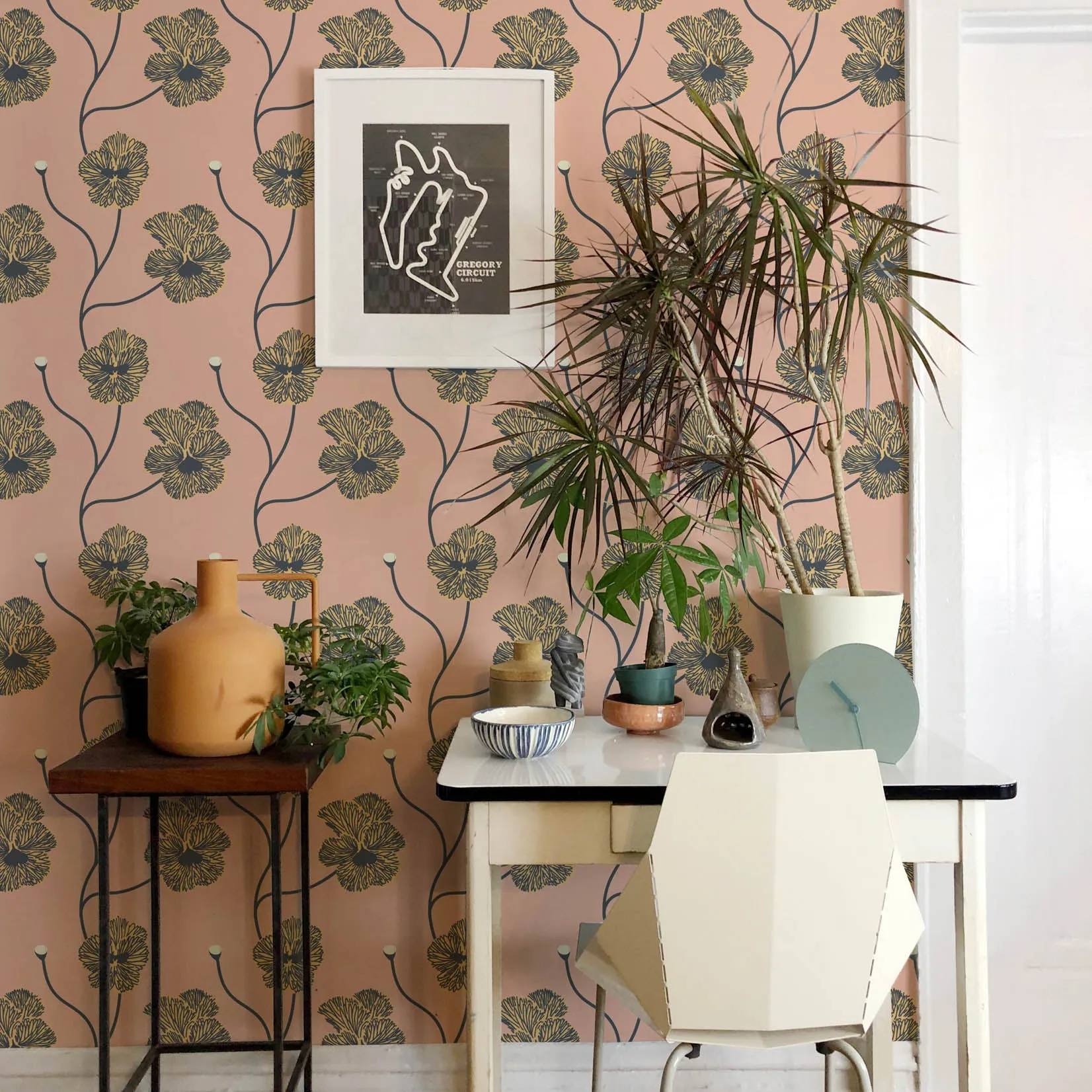 Flourish Wallpaper by Natalie Papier - Sunset Blush