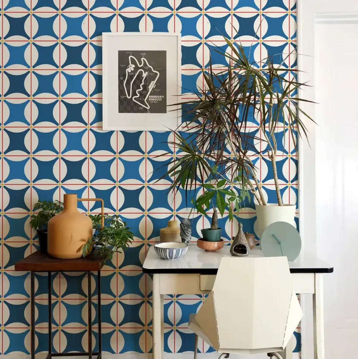 Traveler Tile Wallpaper - Cobalt Blue