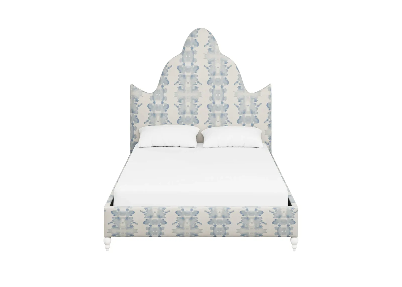 In Stock Hepburn Queen Bed in Inkblot Blue Fabric