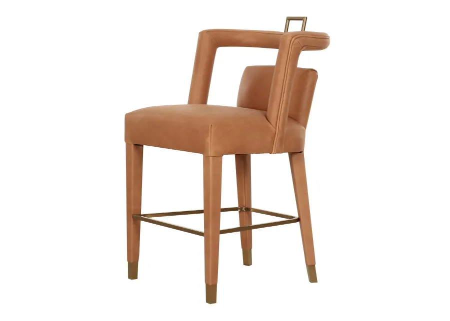 Revelry Counter Stool in Tobacco Leather