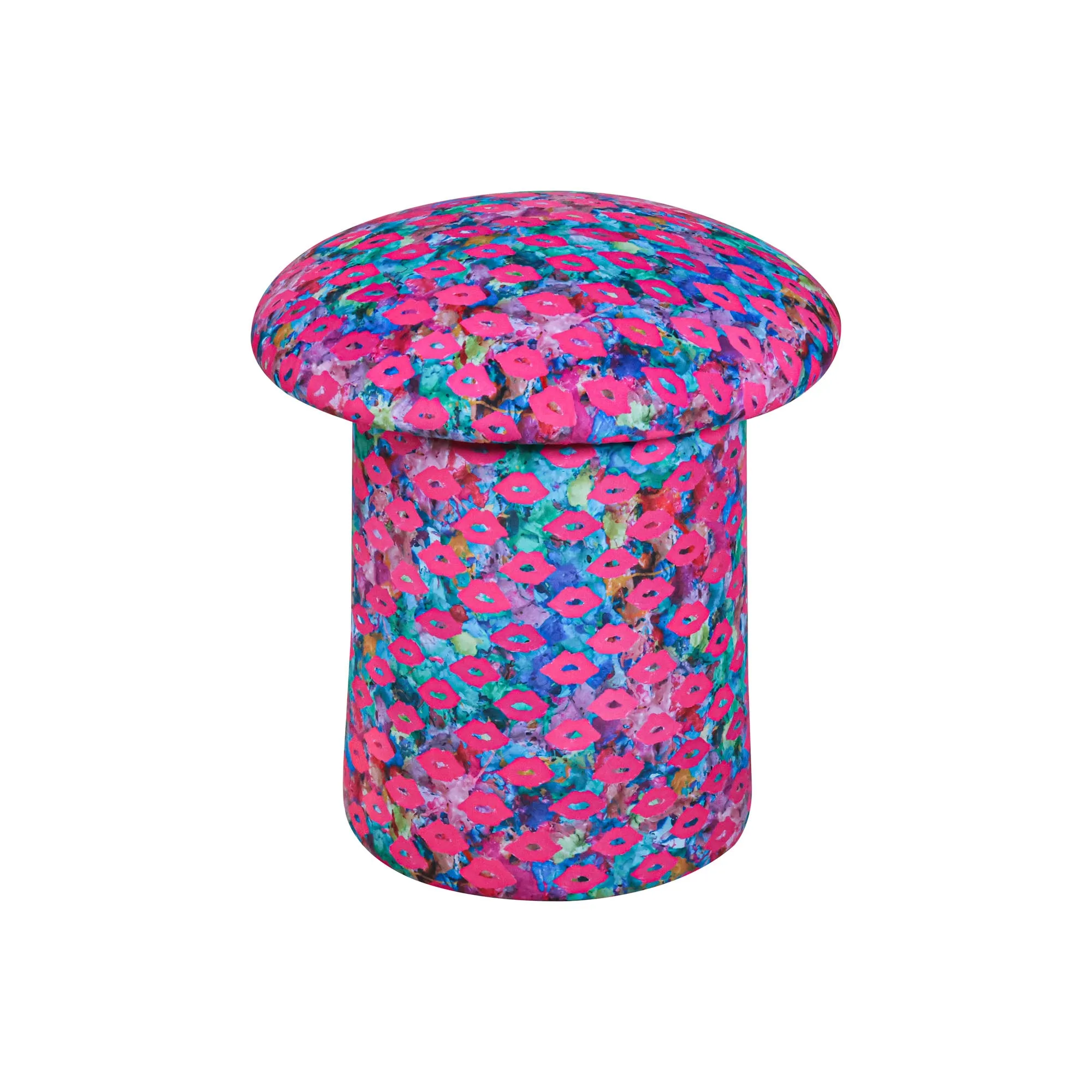 In Stock Yoshi Stool in Lips & Drips Fabric