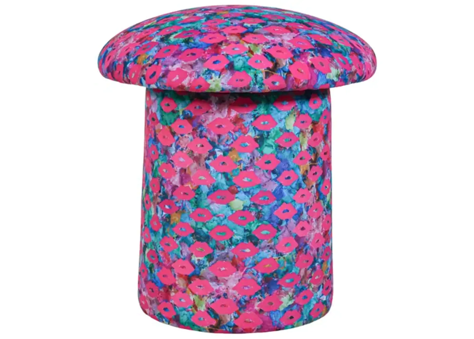 In Stock Yoshi Stool in Lips & Drips Fabric