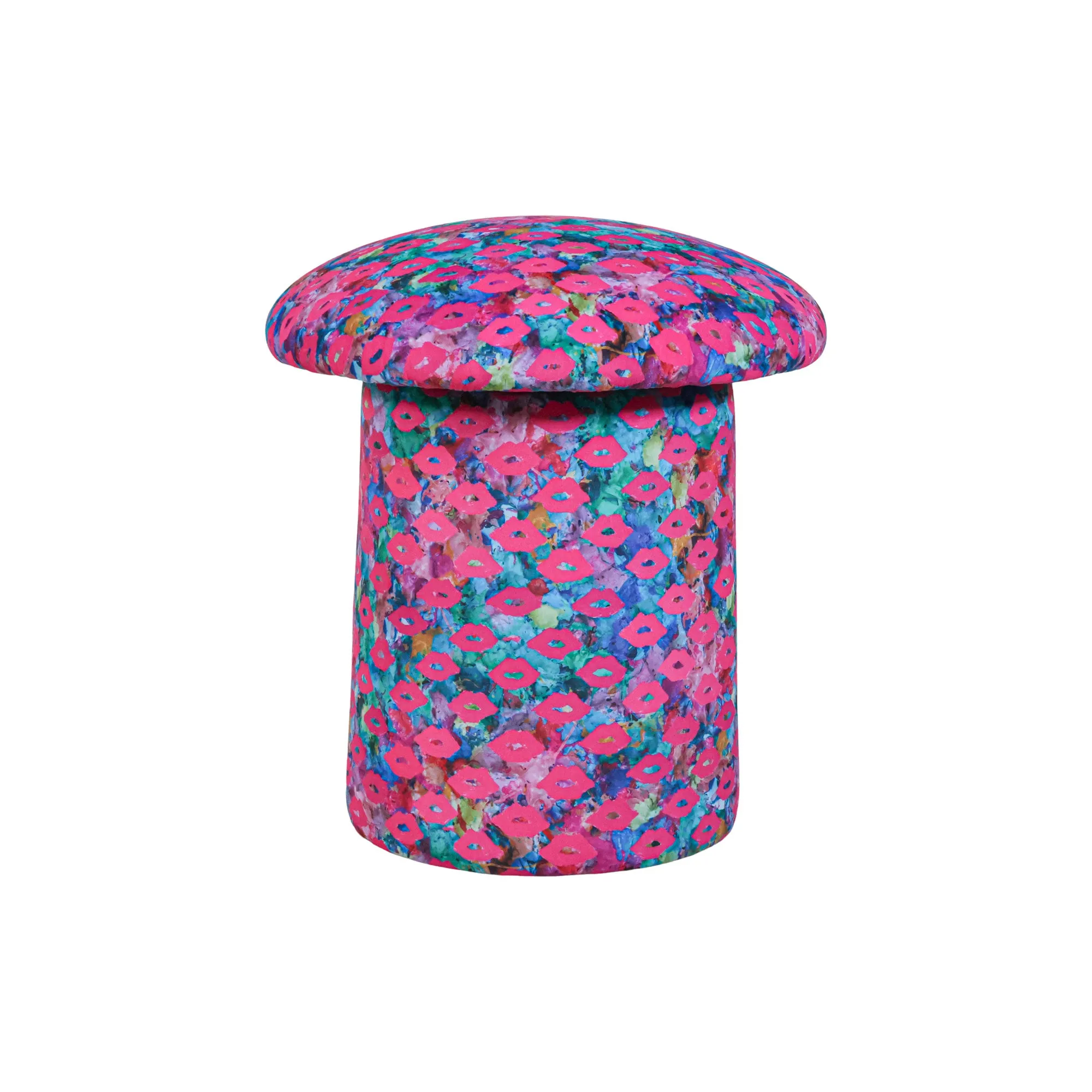 In Stock Yoshi Stool in Lips & Drips Fabric