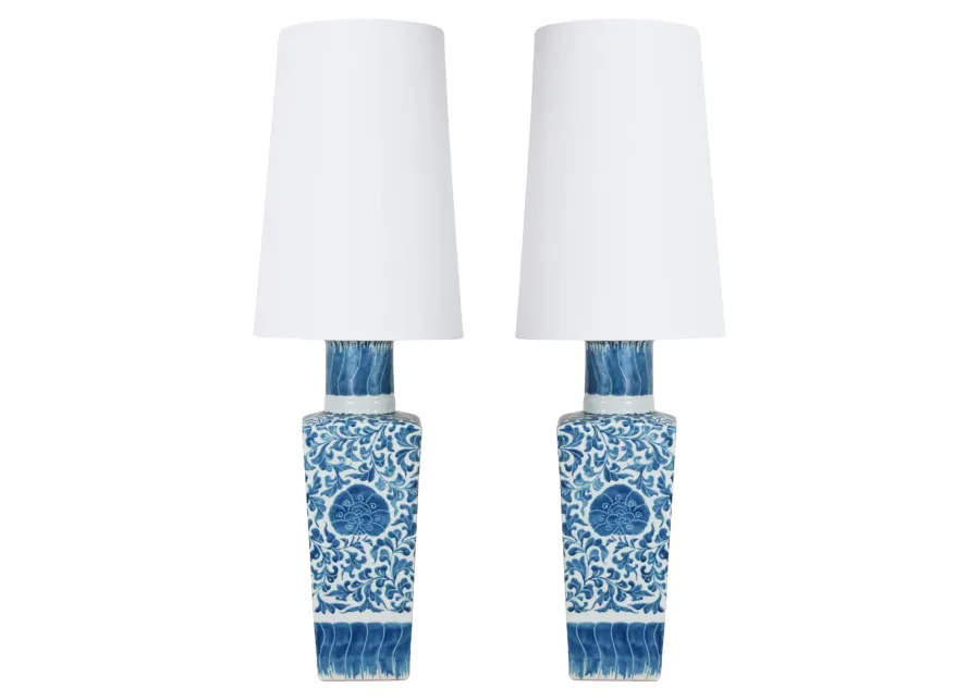 Pair of Blue and White Lamps