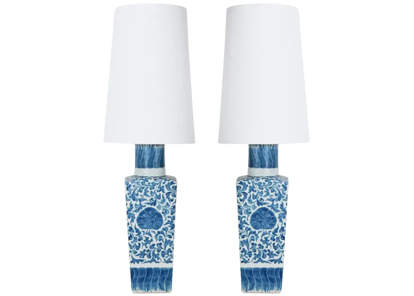 Pair of Blue and White Lamps