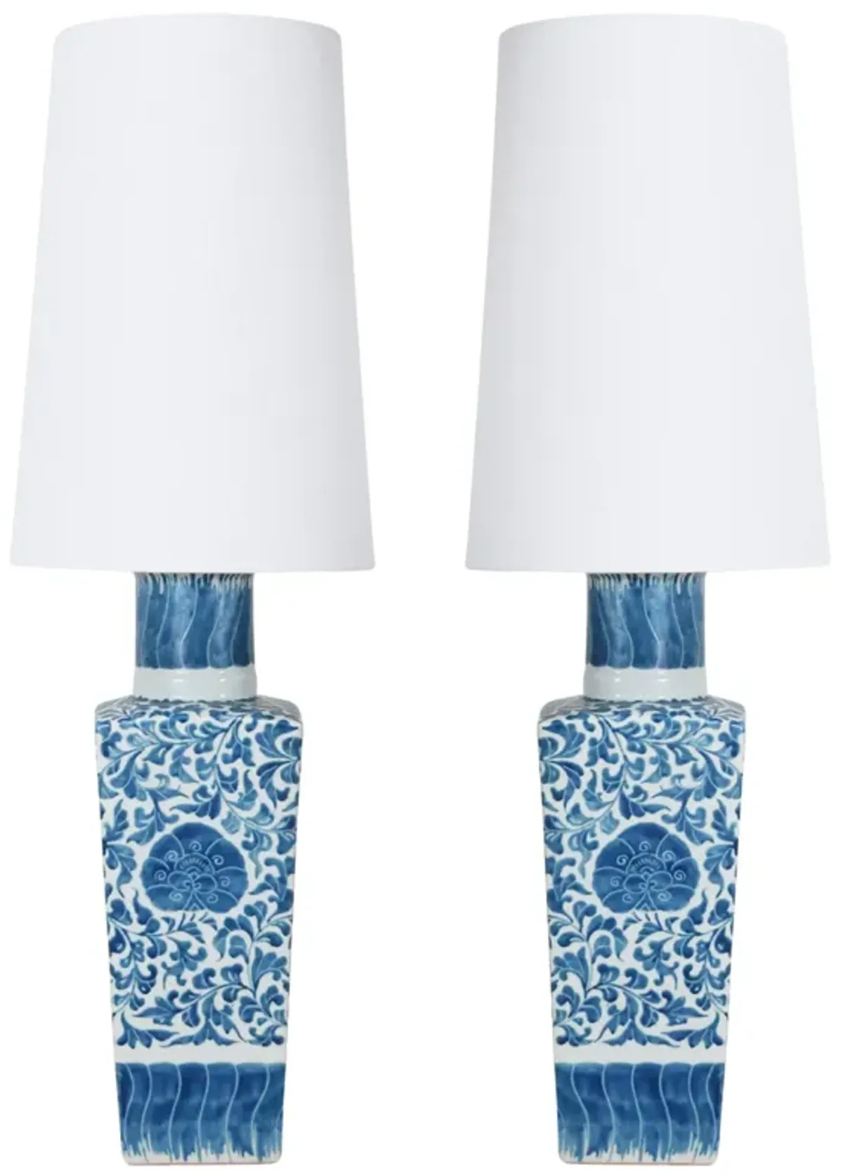 Pair of Blue and White Lamps