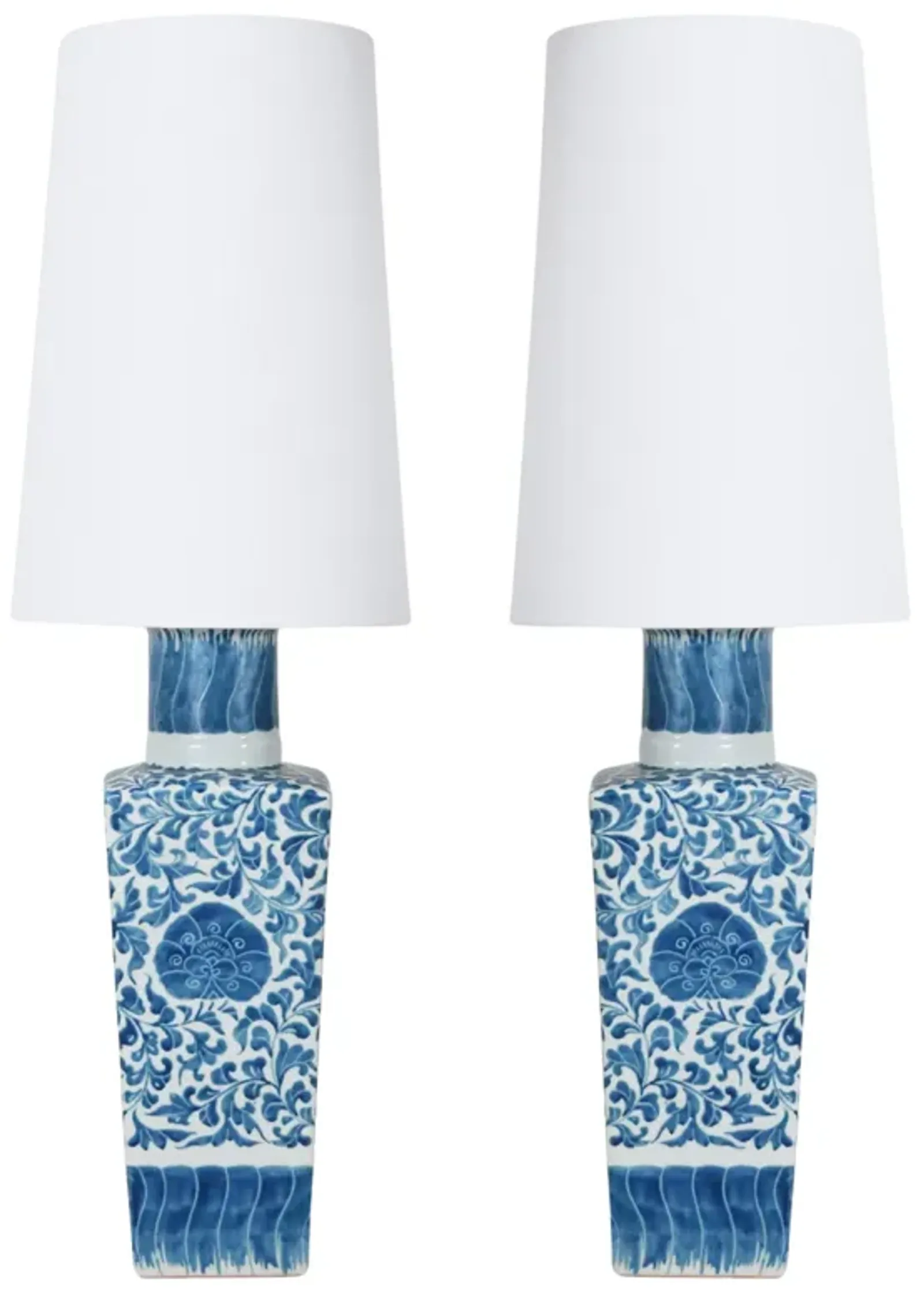 Pair of Blue and White Lamps