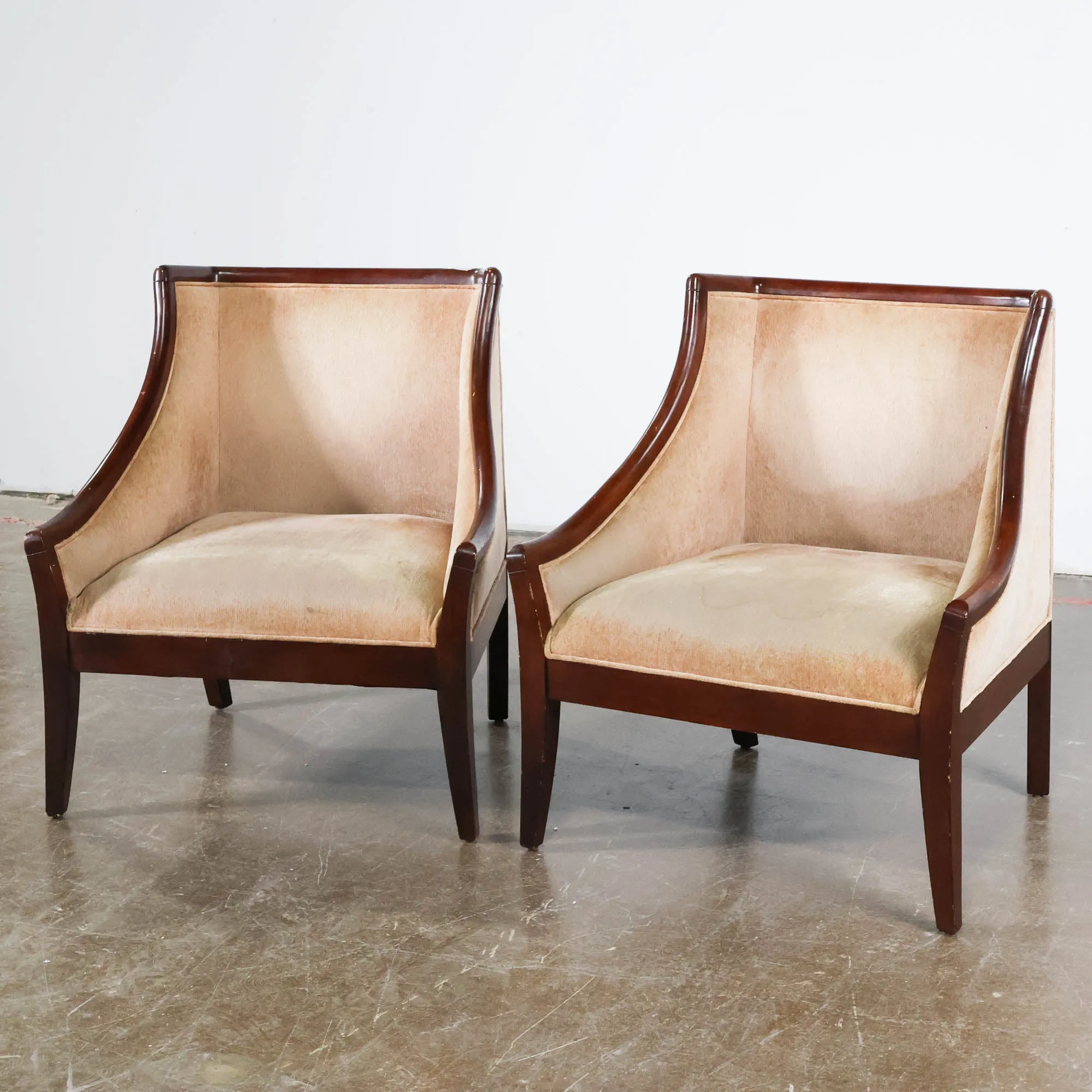 Pair of Club Chairs with Wood Trim