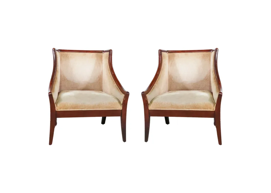 Pair of Club Chairs with Wood Trim