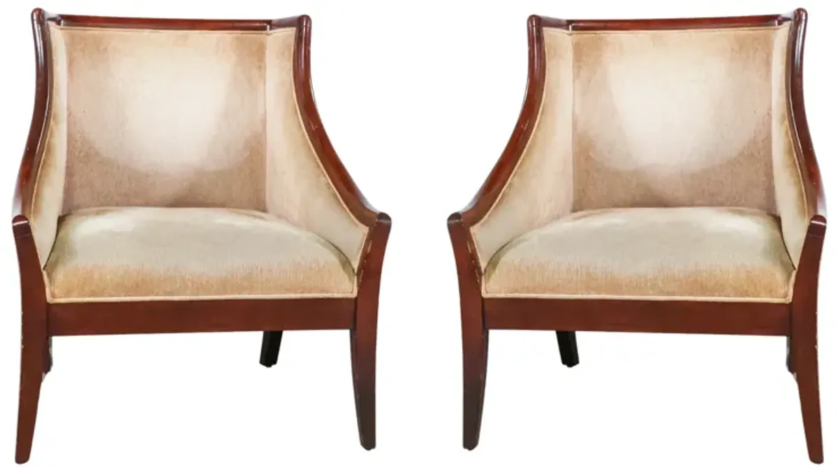 Pair of Club Chairs with Wood Trim