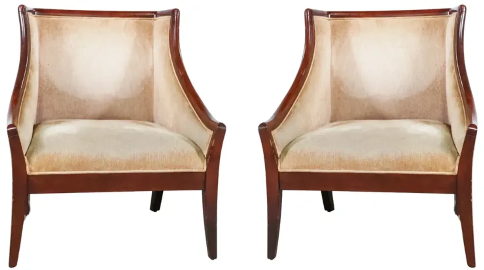 Pair of Club Chairs with Wood Trim