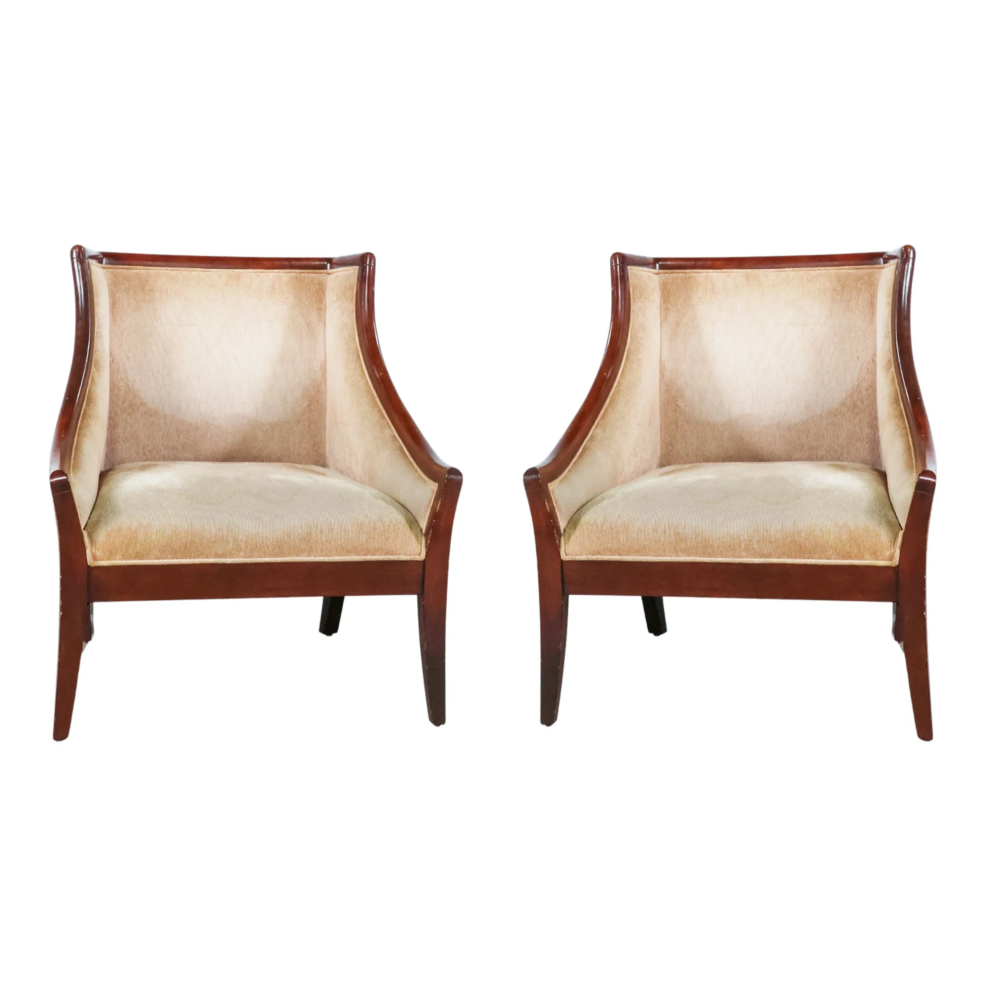 Pair of Club Chairs with Wood Trim