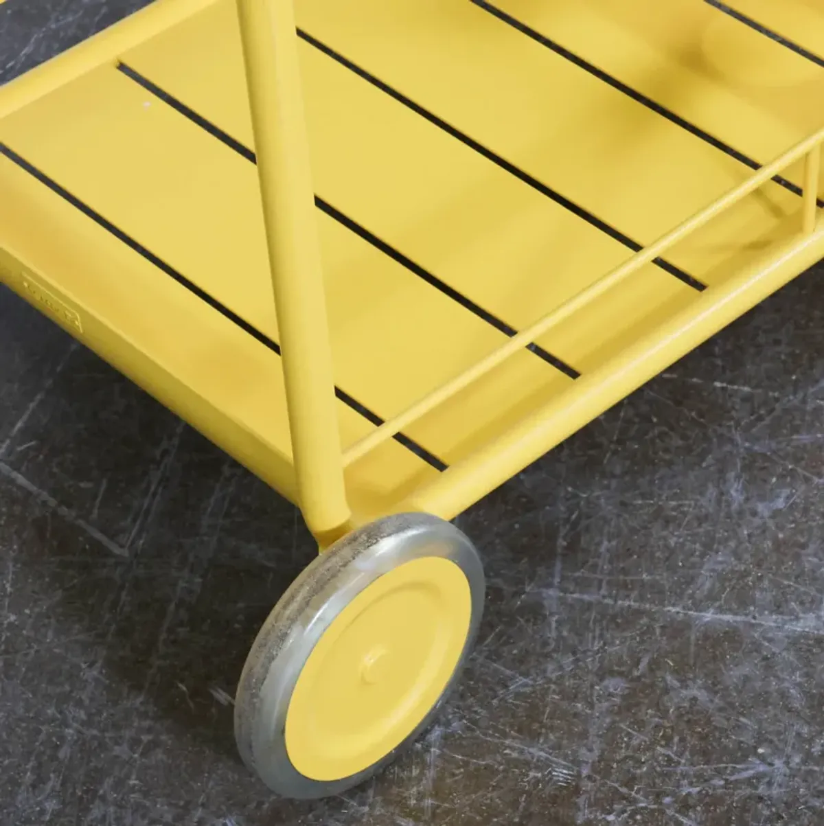 Yellow Post Modern French Bar Cart