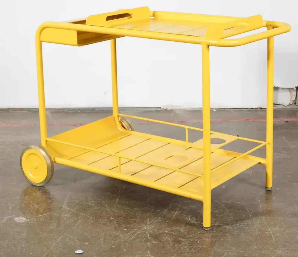 Yellow Post Modern French Bar Cart