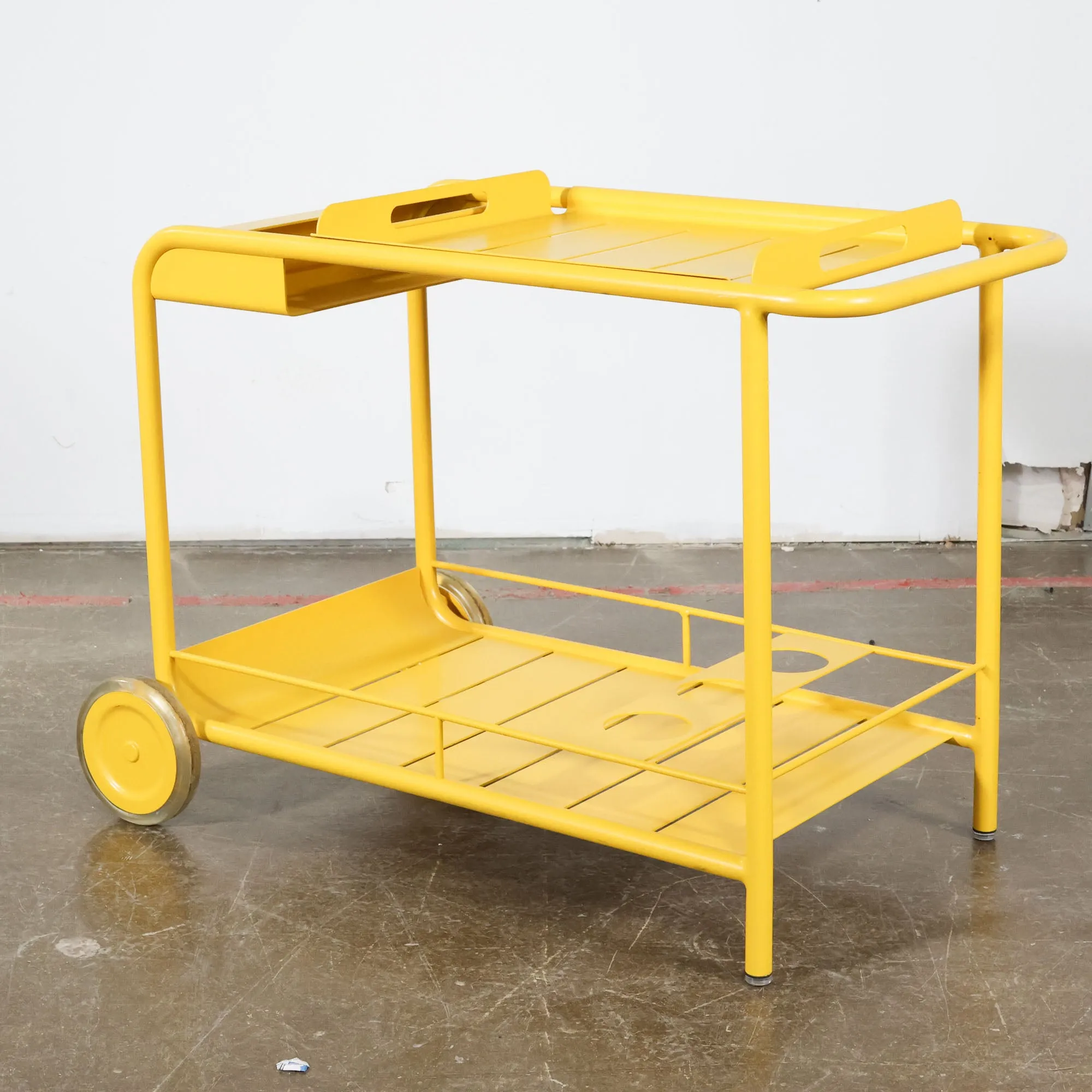 Yellow Post Modern French Bar Cart